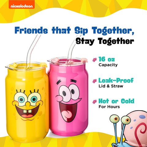 Dragon Glassware SpongeBob tumbler lids and straw set keeps beverages at the right temperature.