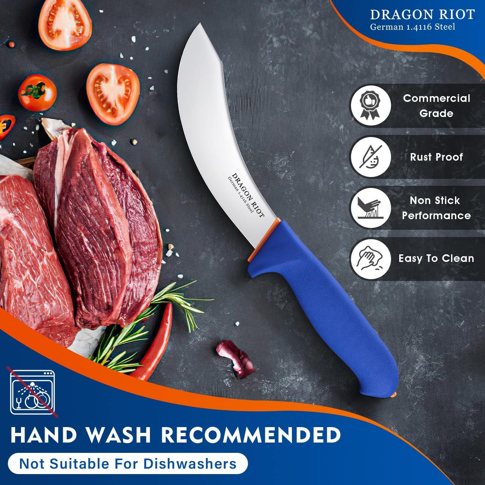 DRAGON RIOT 10-inch sharpening steel maintains a sharp edge.