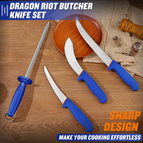 DRAGON RIOT 6-inch skinning knife in hand for firm control.