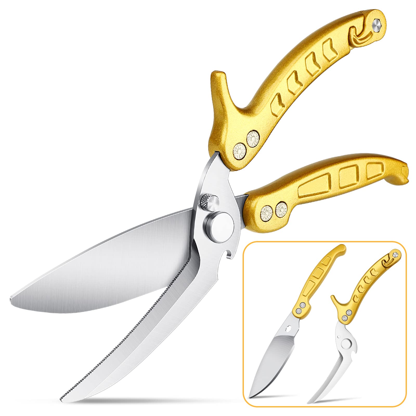 DRAGON RIOT heavy-duty poultry shears blade close-up showing sharp edge for clean cuts.
