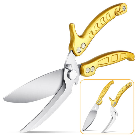 DRAGON RIOT heavy-duty poultry shears blade close-up showing sharp edge for clean cuts.