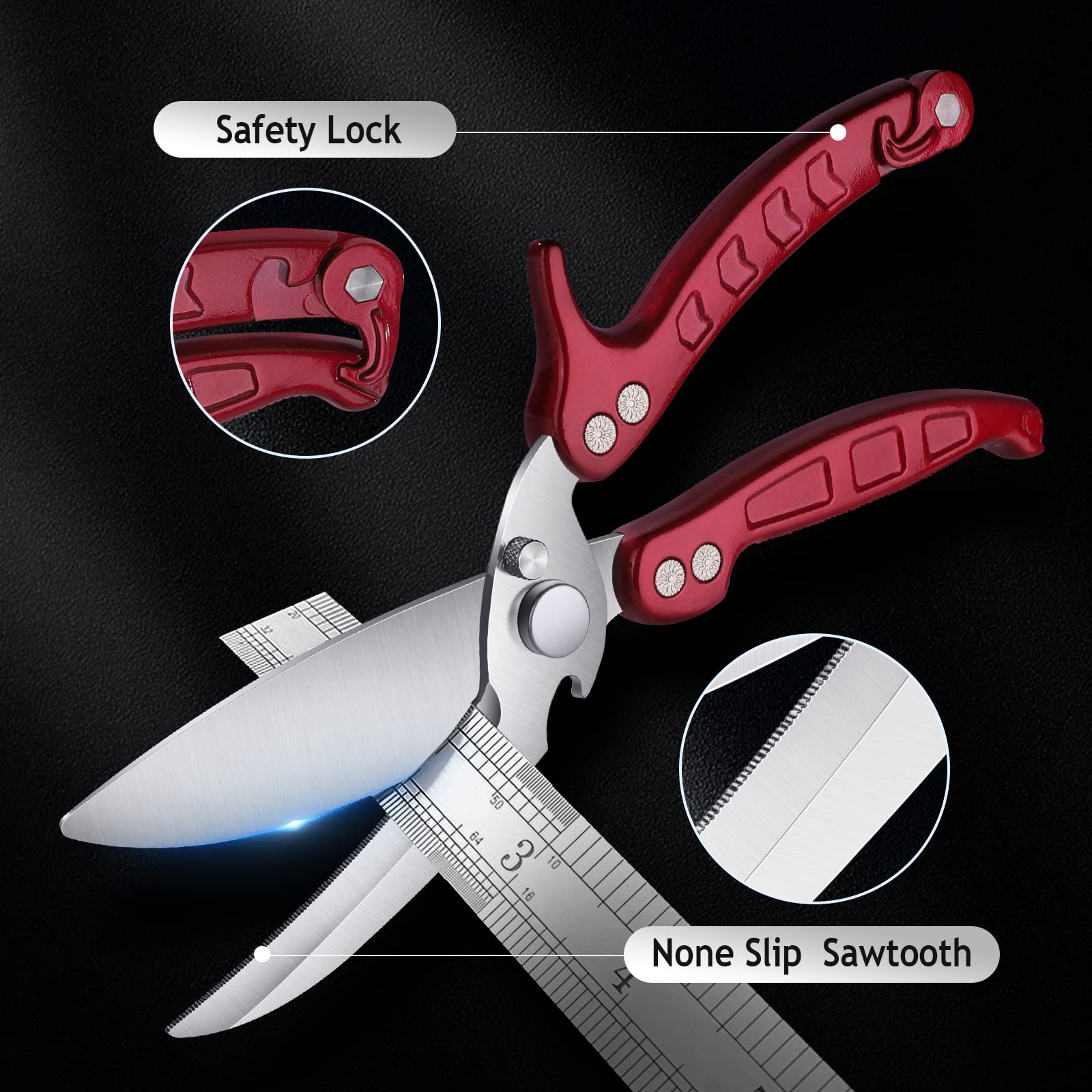 Dragon Riot heavy-duty shears tackle chicken, turkey, and seafood with minimal effort.