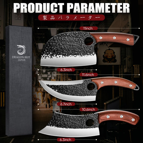 DRAGON RIOT professional knife set versatile for kitchen and outdoor use