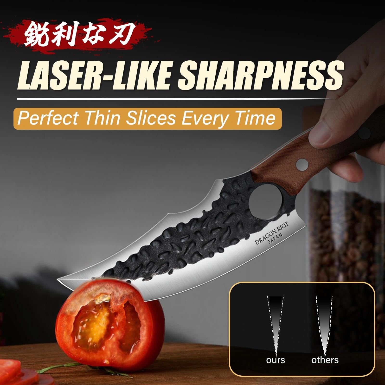 Dragon Riot Viking knife handle twist emphasizing ergonomic oak full tang