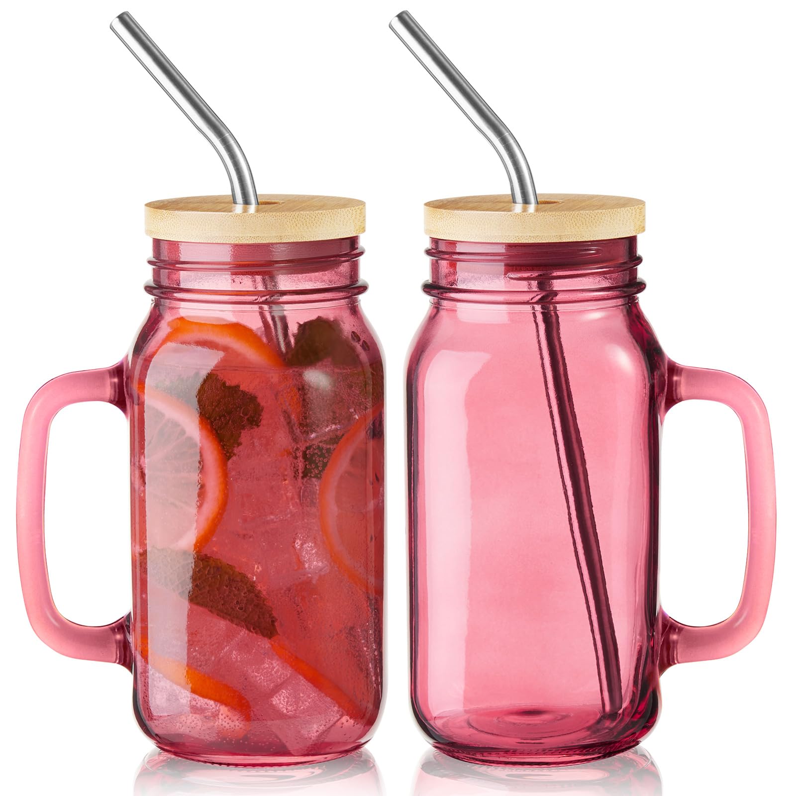 DRASTAR 24oz mason jar with handle and straw ready for iced coffee
