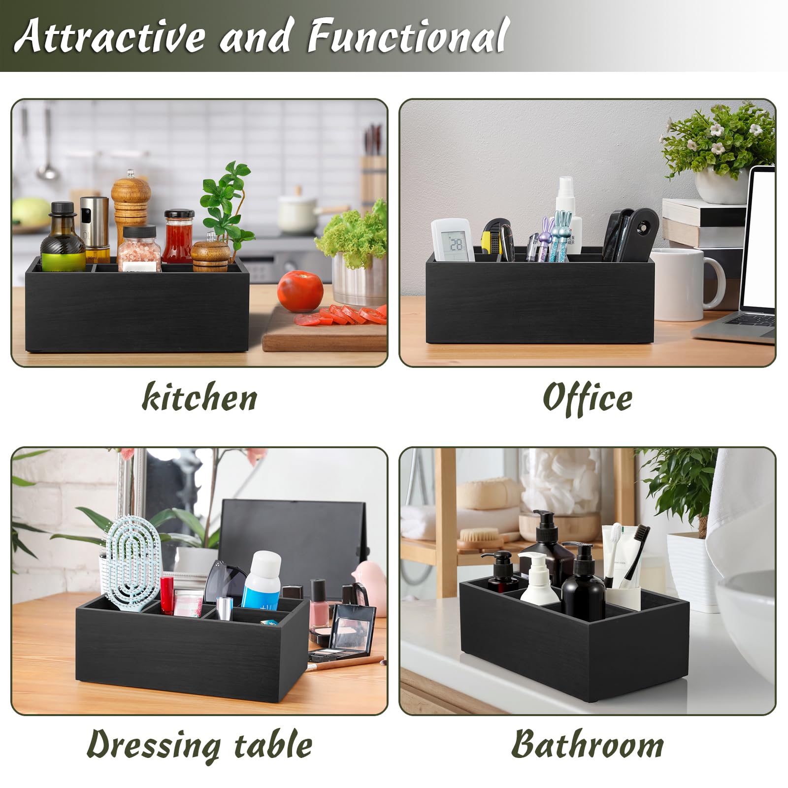 DRASTAR black paper plate organizer complements indoor and outdoor tables.