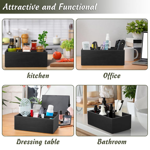 DRASTAR black paper plate organizer complements indoor and outdoor tables.