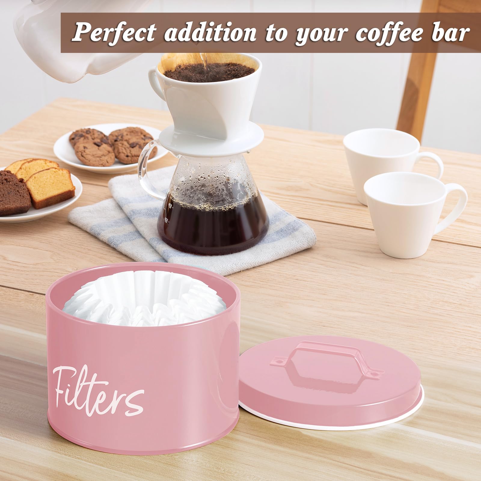 DRASTAR filter holder on counter preserves filter shape and keeps supplies tidy