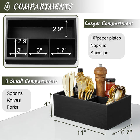 DRASTAR compact utensil organizer keeps counters clear while storing cups and napkins.