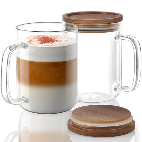 DRASTAR glass coffee cups with 20oz flat-bottom design for even heat
