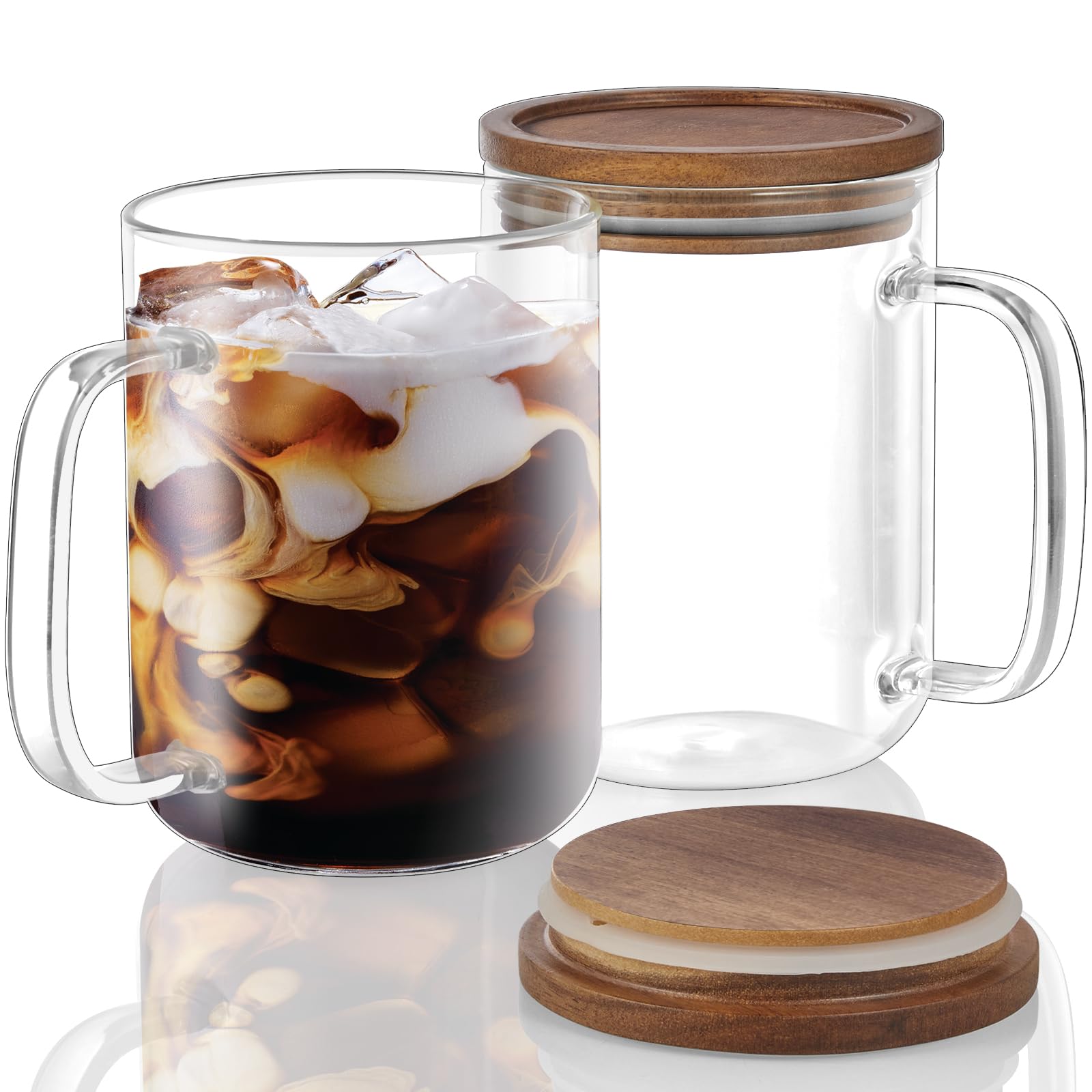 DRASTAR glass coffee mug with flat bottom and ergonomic handle for steady sipping