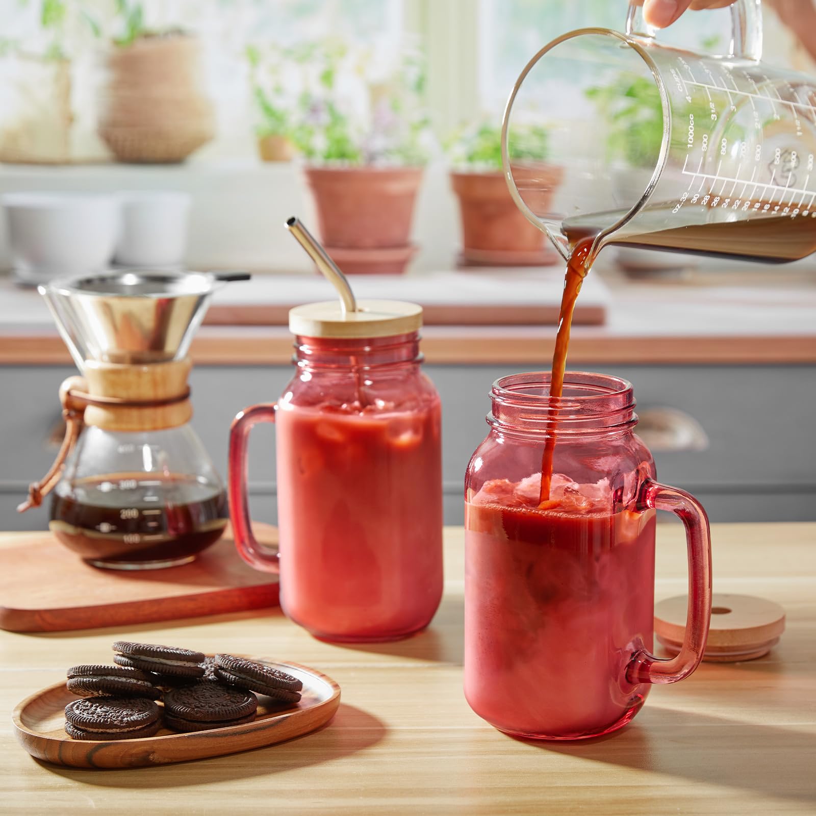 DRASTAR lead-free thick glass jar suitable for smoothies and lemonade