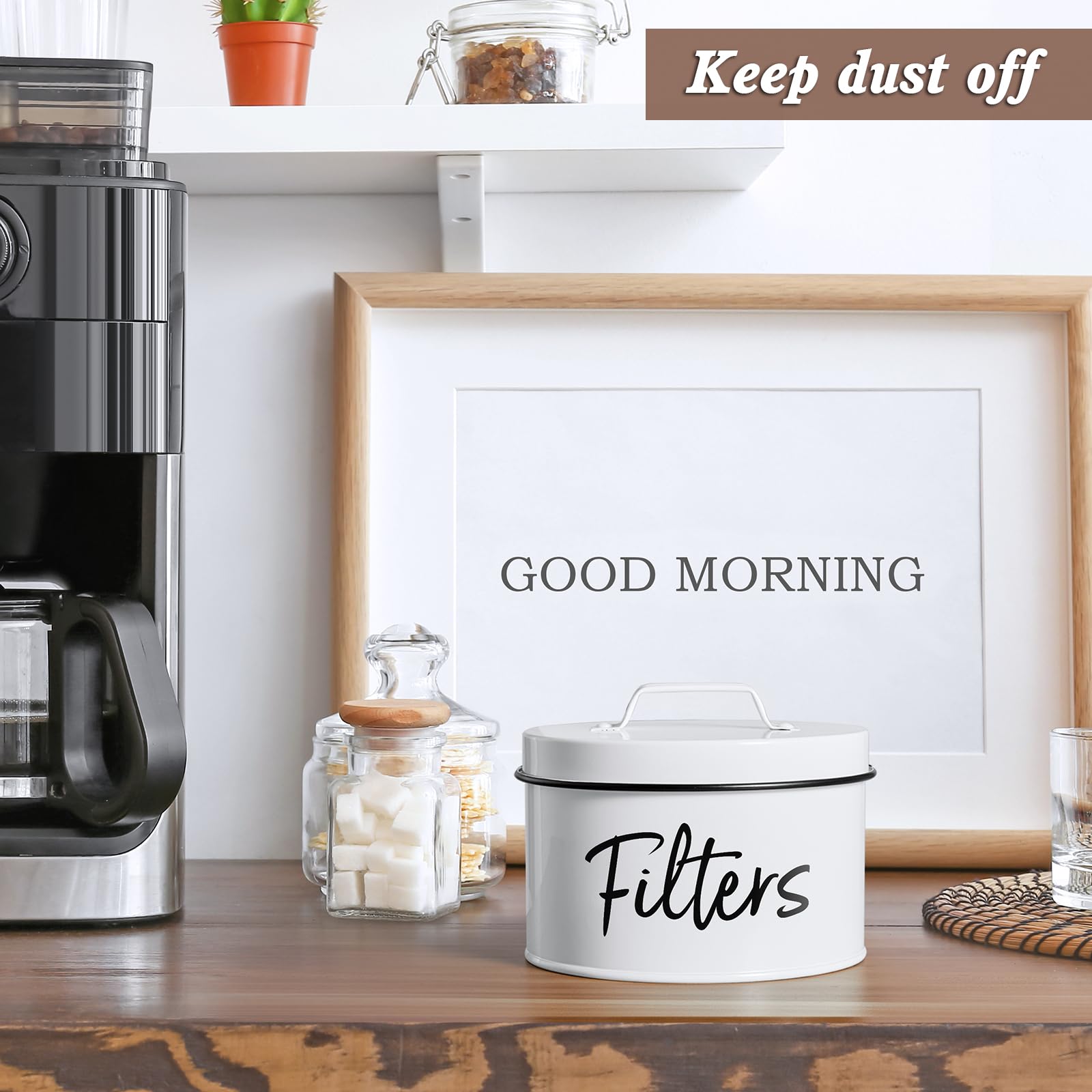 DRASTAR lightweight sturdy metal holder blends with kitchen counter decor.
