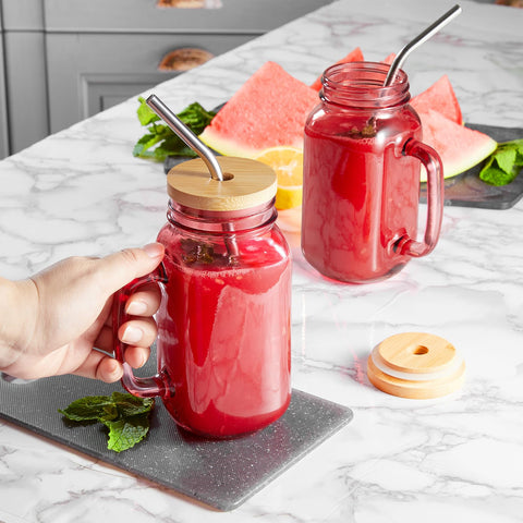 DRASTAR glass jar with bamboo lid keeps drinks fresh and cold