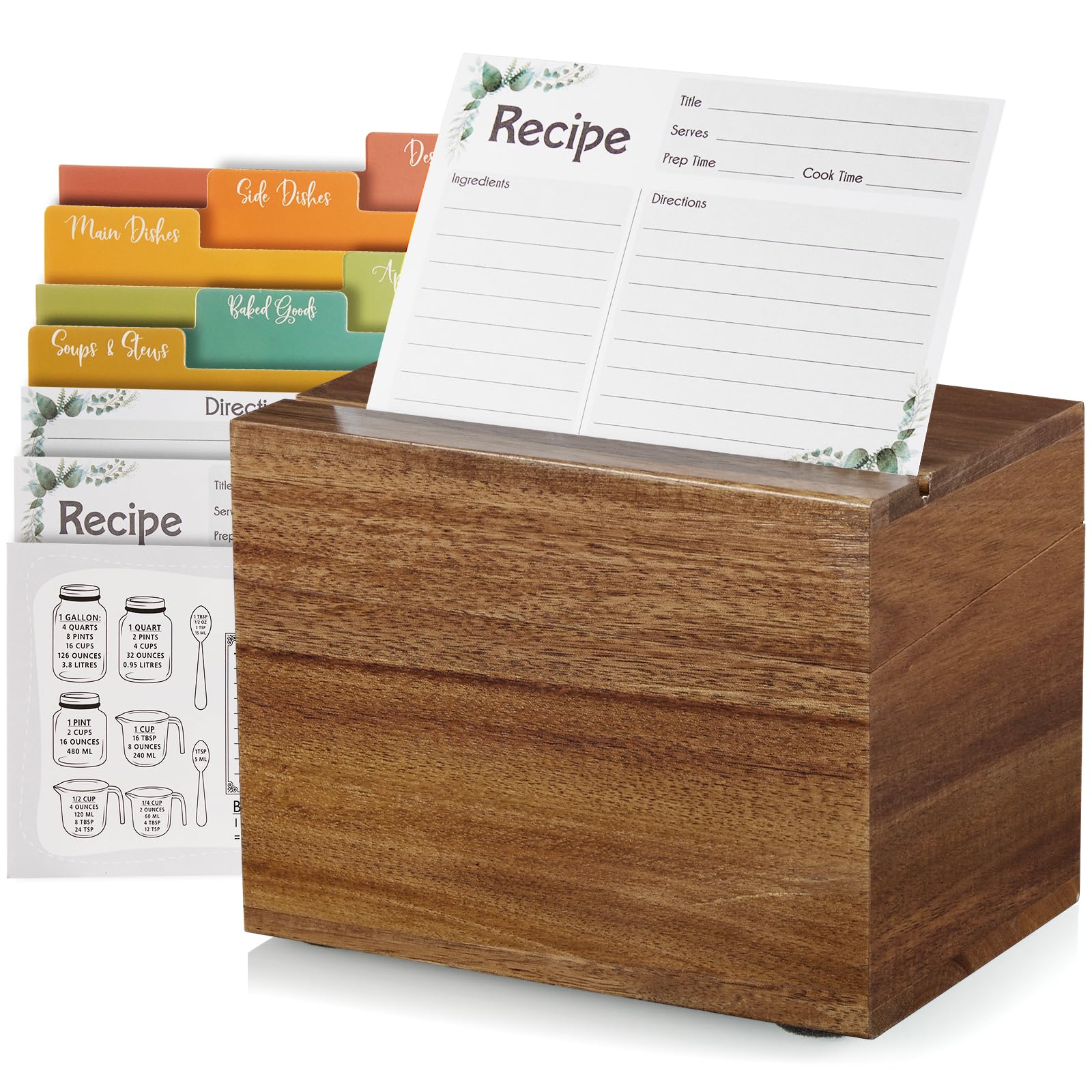 DRASTAR acacia wood recipe box showing warm grain and sturdy craft, perfect for a kitchen display.