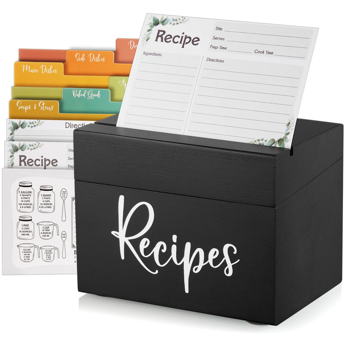 DRASTAR recipe box wooden organizer, elegant storage for all your cherished family recipes.