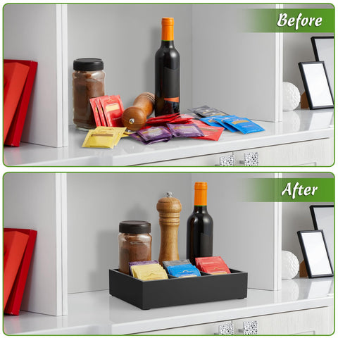 DRASTAR tea storage with removable dividers adapts to bag sizes