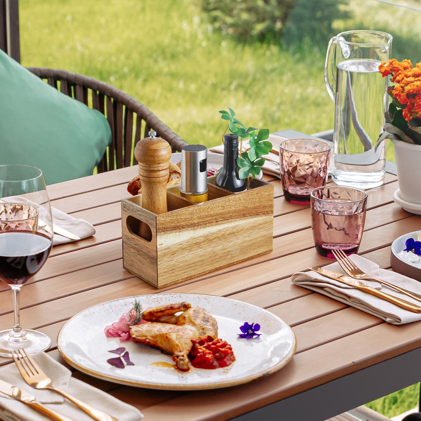 DRASTAR silverware holder at a party setup, compact and stylish.