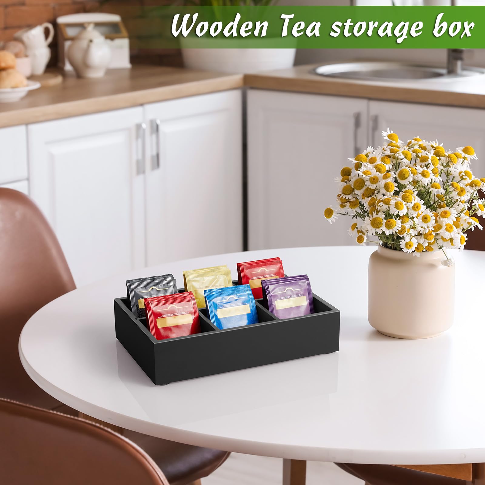 DRASTAR wooden tea drawer organizer fits in a drawer for space-saving storage