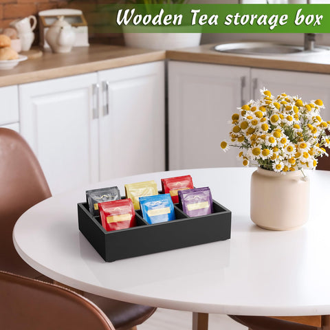 DRASTAR wooden tea drawer organizer fits in a drawer for space-saving storage