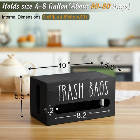 DRASTAR wooden trash bag holder with flat top provides sturdy surface for light items.