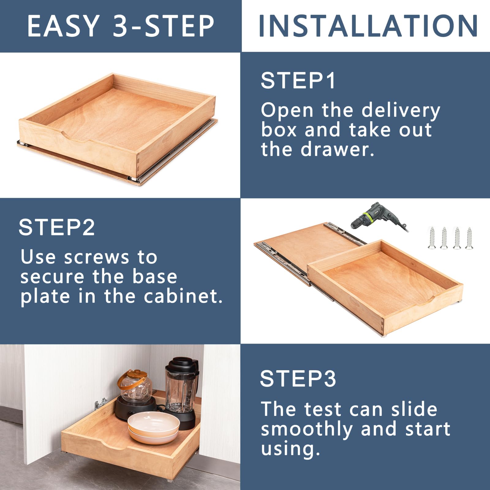 Draworia 88-lb capacity beechwood drawer for sturdy storage