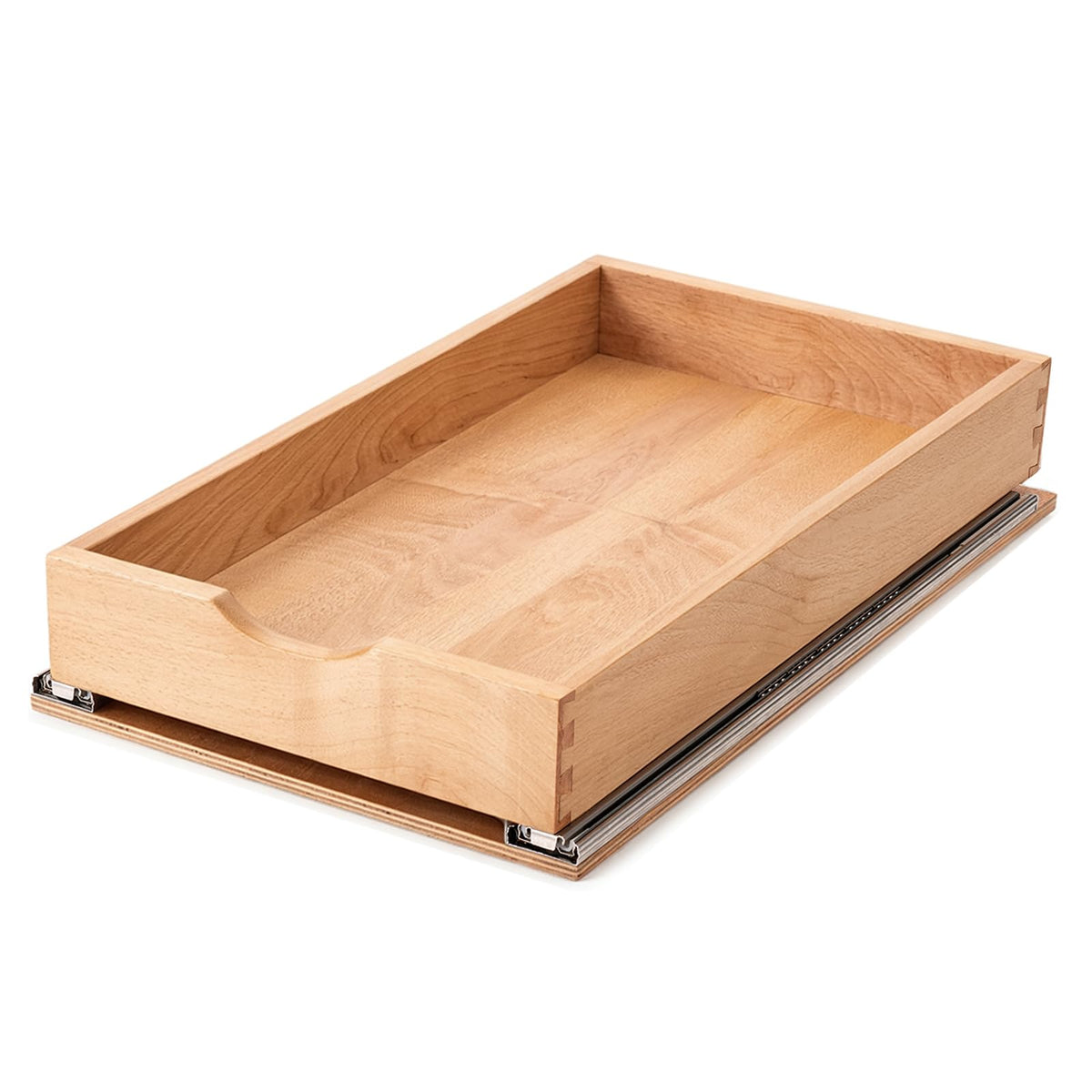 Draworia pull-out cabinet drawer unit in side view with smooth rails