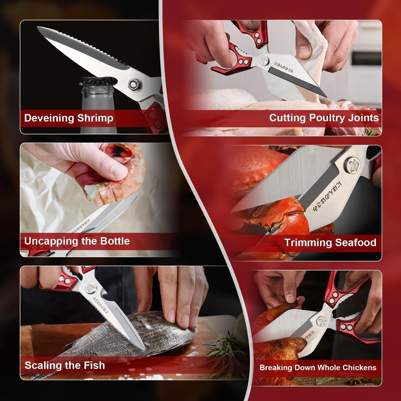 Dream Reach kitchen shears broad-serrated edge aids quick cracking and cutting tasks.