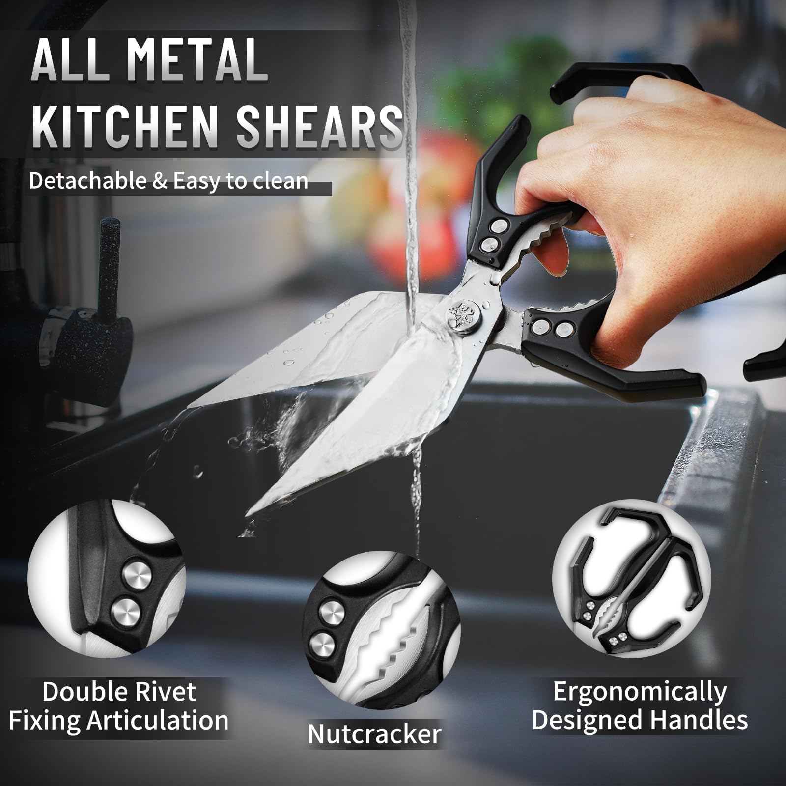 Dream Reach kitchen shears for seafood prep shows versatile culinary tool.