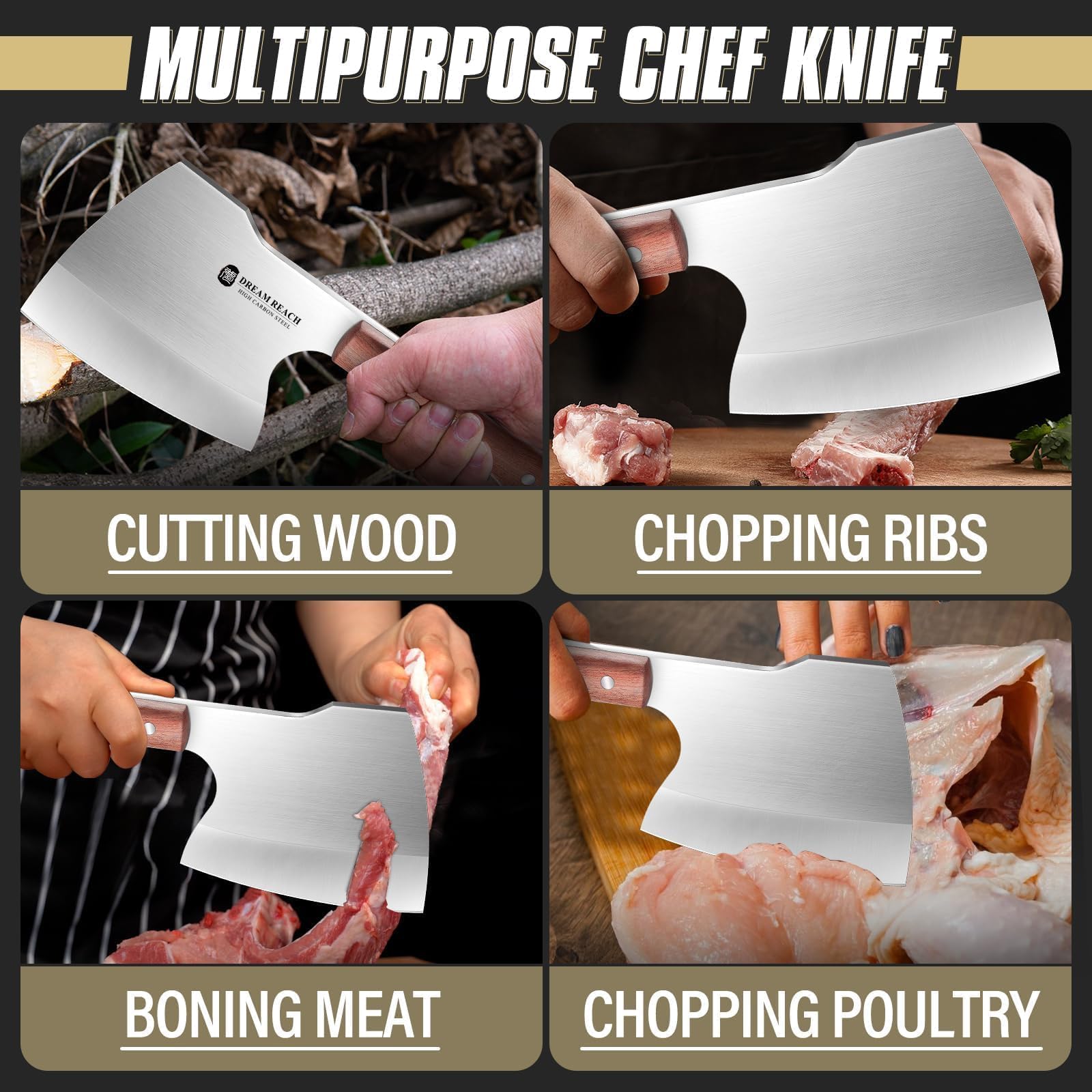 Dream Reach outdoor camping use with meat cleaver for versatile prep