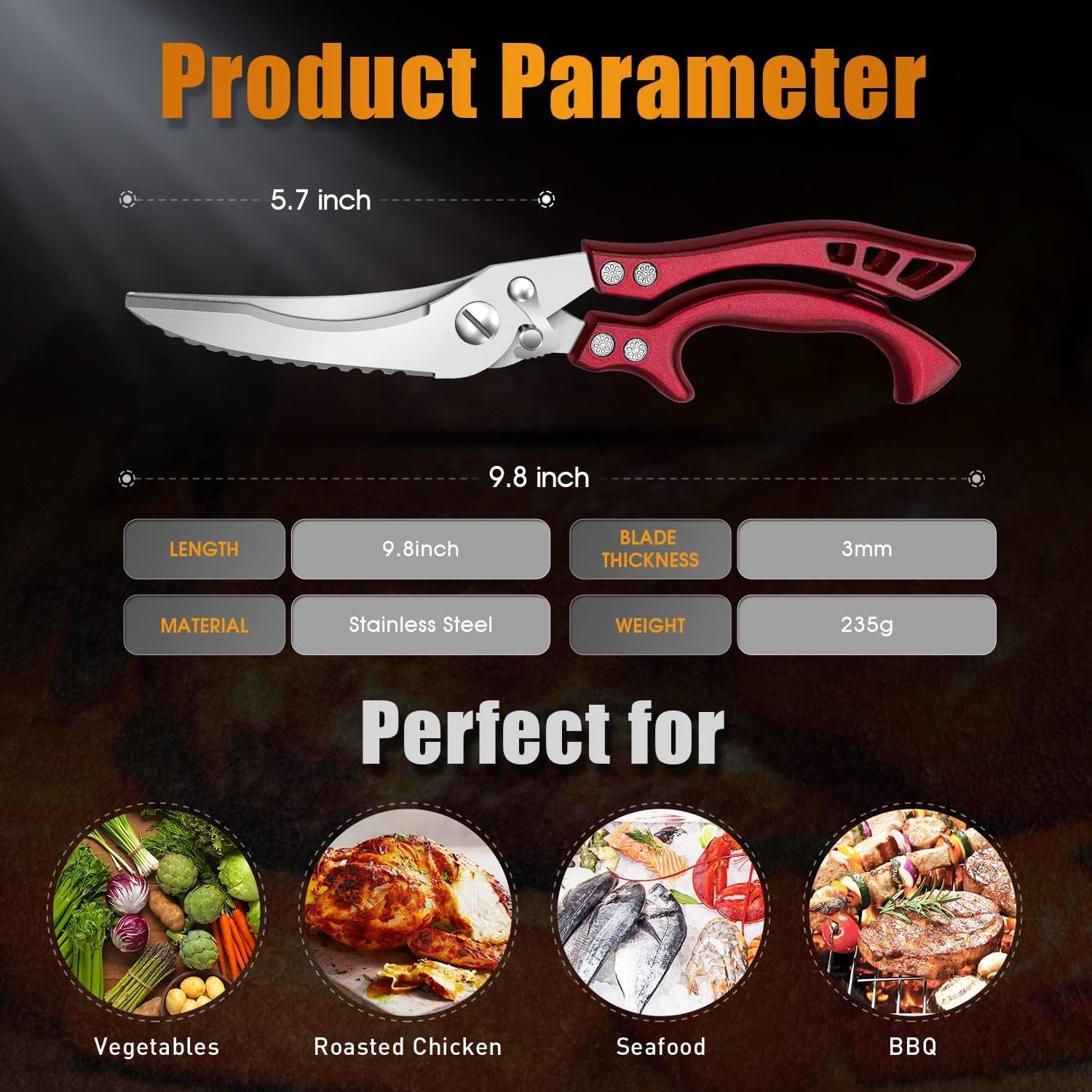 Dream Reach safety lock kitchen shears for safe storage and easy one handed use.
