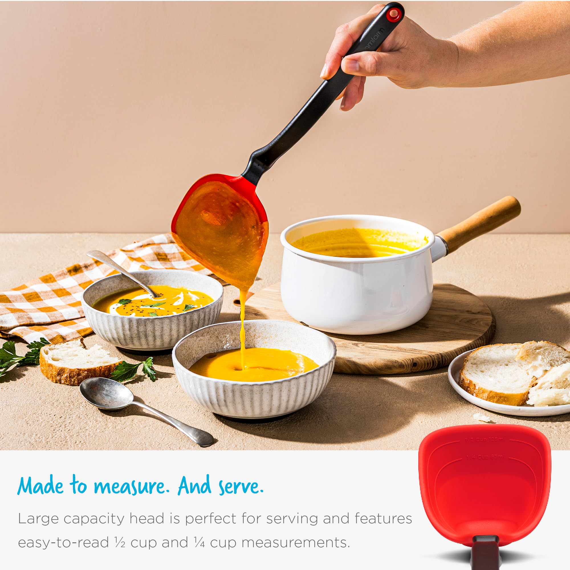 Dreamfarm Fladle folds flat for compact kitchen storage.