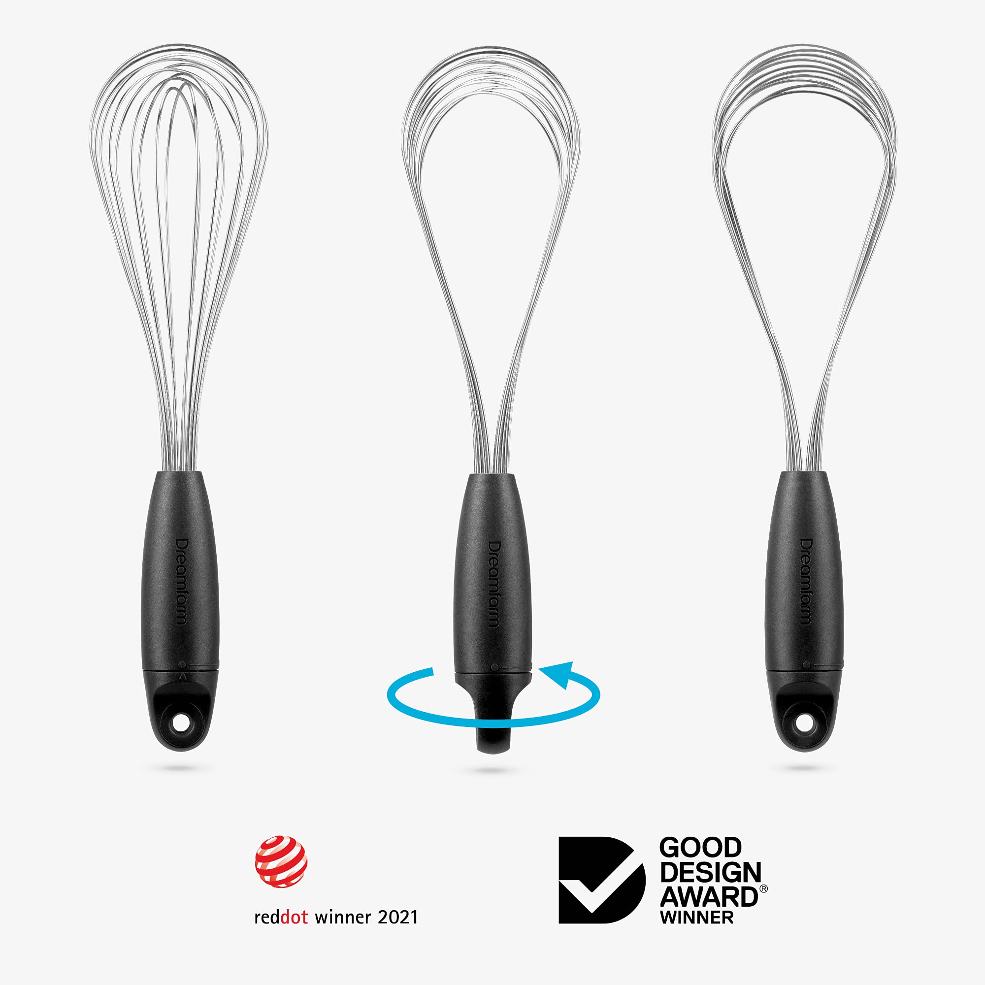 Dreamfarm Flisk Balloon Whisk Black flat whisk mode aids deglazing.