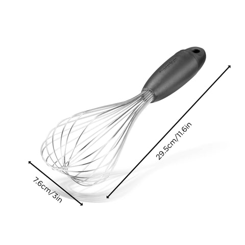 Dreamfarm Flisk Balloon Whisk Black folded flat for compact kitchen storage.