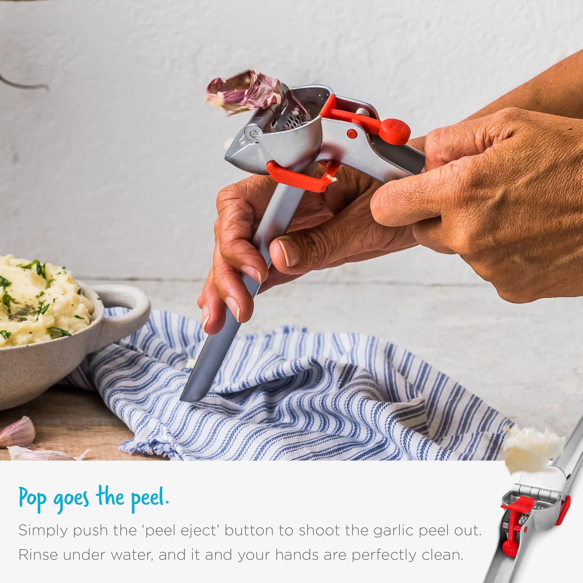 Dreamfarm Garject minimizes mess during mincing and peeling tasks