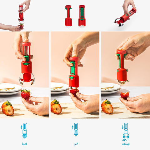 Dreamfarm Hullapit cherry pitter handling multiple cherry sizes.