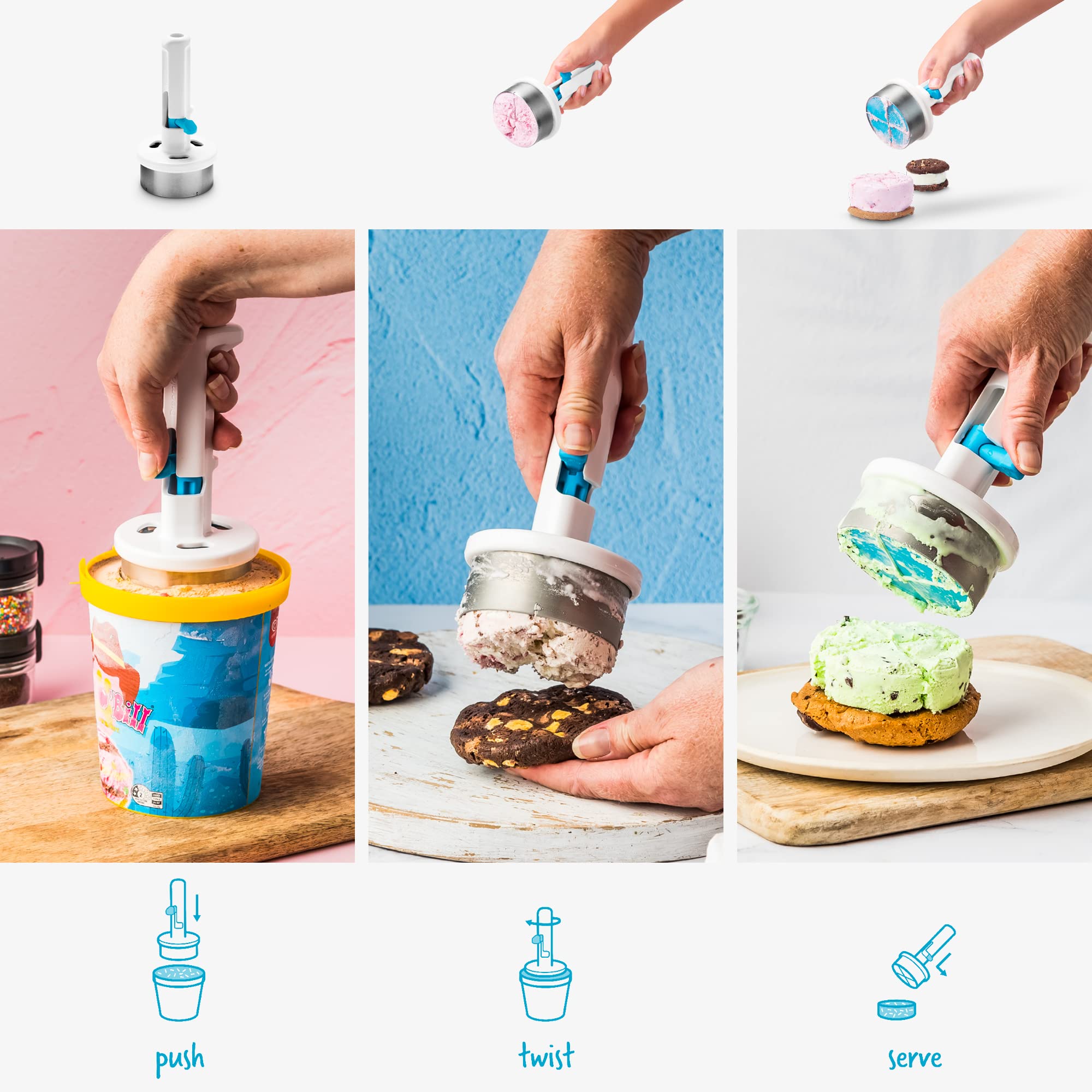 Dreamfarm Icepo high-tensile wires pierce hard and soft ice creams easily.