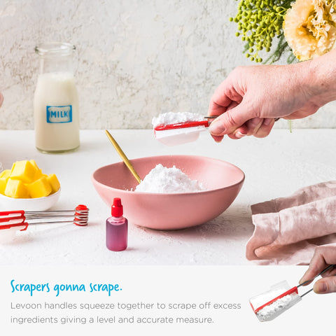 Dreamfarm Levoons teaspoon-tablespoon-milliliter marks give flexible recipe conversions.