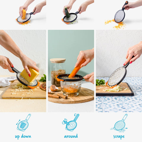 Dreamfarm Ograte non-slip foot keeps grating stable on any counter.