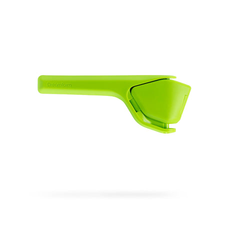 Dreamfarm Lime Fluicer folded flat for compact storage and quick access