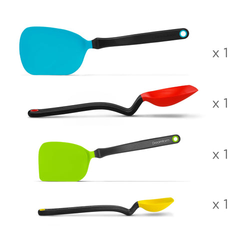 Dreamfarm Supoon sits-up-off-bench for cleaner counter during prep