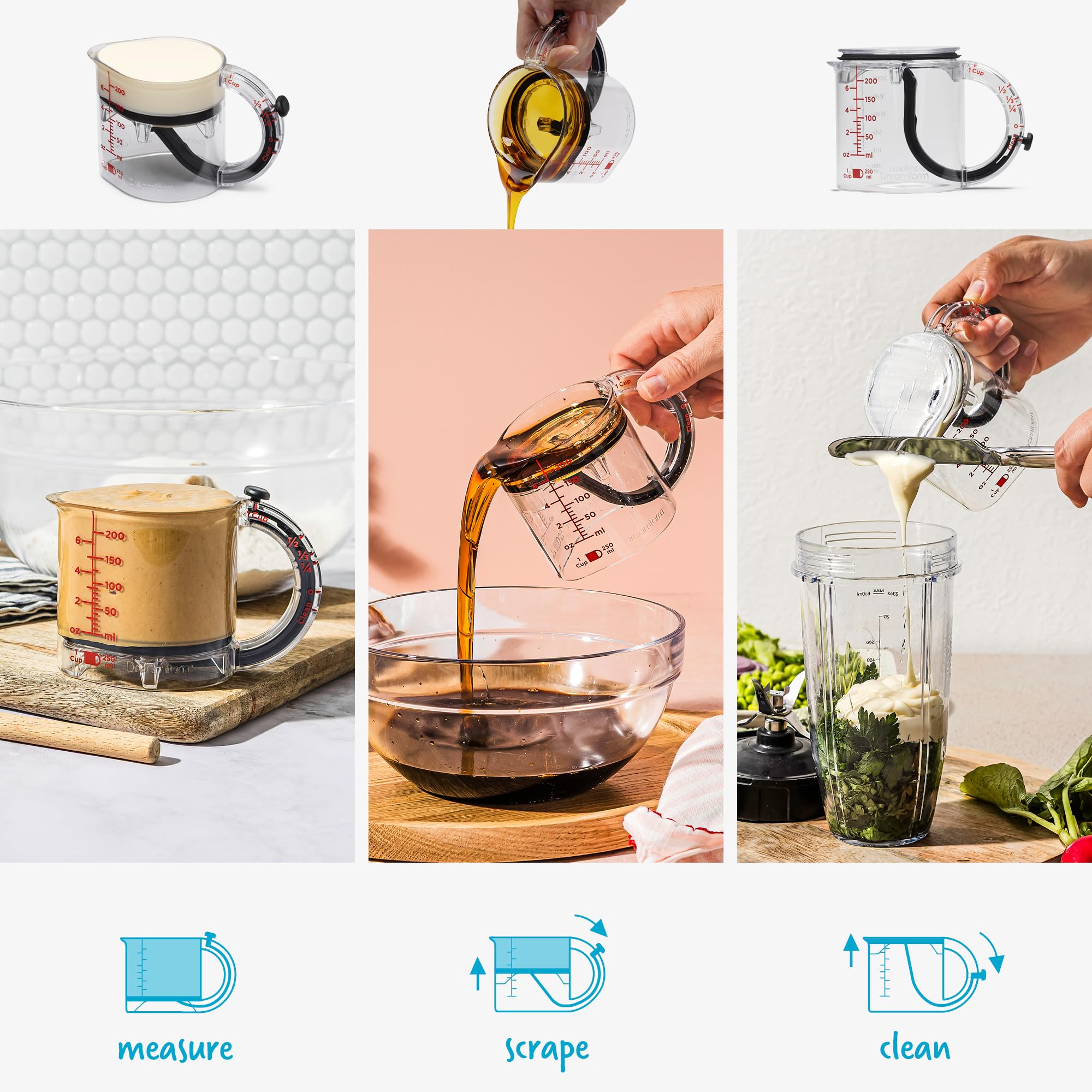 Dreamfarm Upcup reveals 1/3 cup measurement for even batter scoops