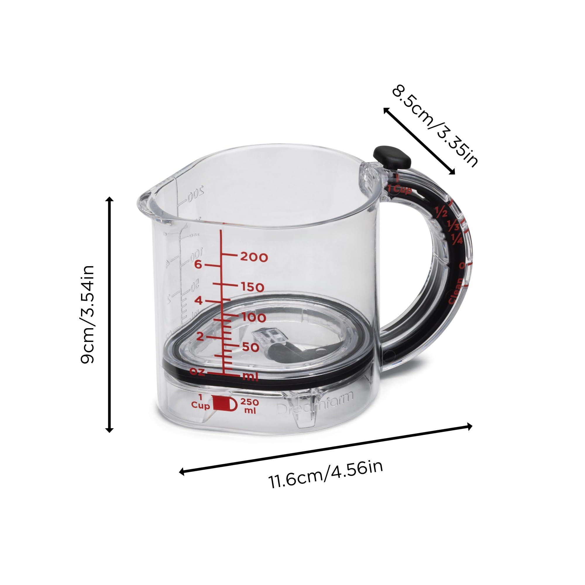 Dreamfarm Upcup features the 1-cup mark for versatile cooking and baking