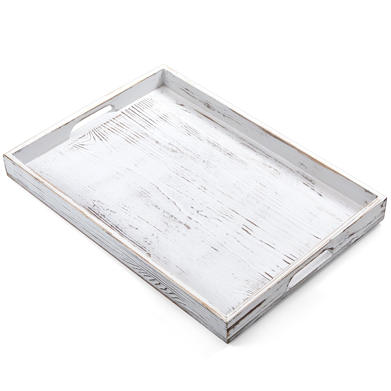 Dreamkey 17 inch rustic serving tray with handles for easy serving and stylish decor
