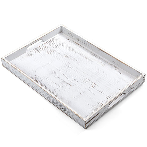 Dreamkey 17 inch rustic serving tray with handles for easy serving and stylish decor