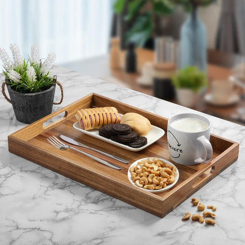 DreamKey acacia tray for breakfast in bed, elevating morning routines.