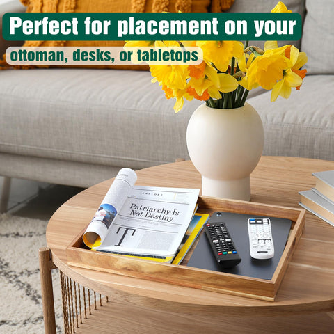 DreamKey wooden tray pairs with coffee table decor and organization.