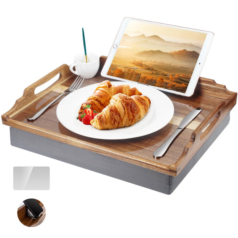 DRELIFAM lap desk with cushion in acacia wood for comfortable bed meals