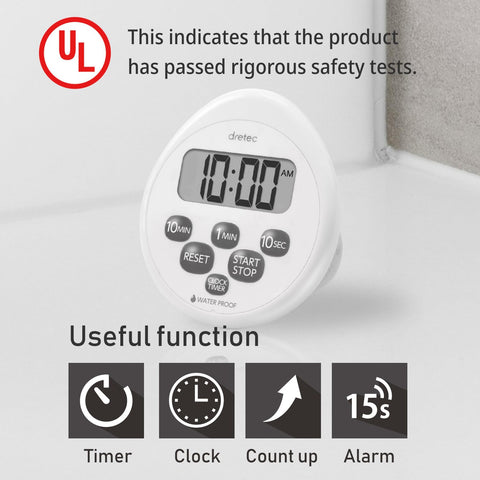 Dretec timer large display supports shower and kitchen use.