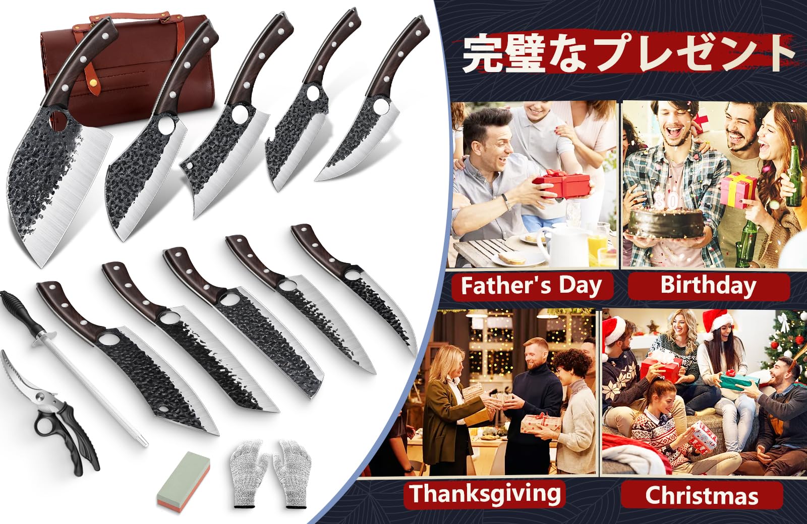 DRGSKL ebony-handle knives with unique grain and comfort grip